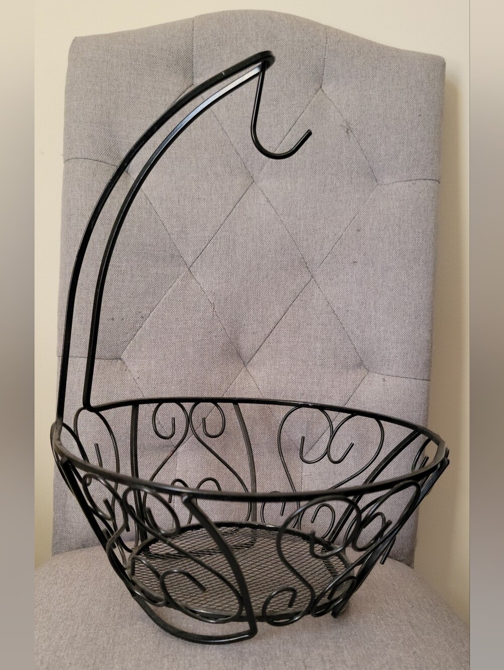 Black Decorative Wrought Iron Fruit  Basket - Home Accents